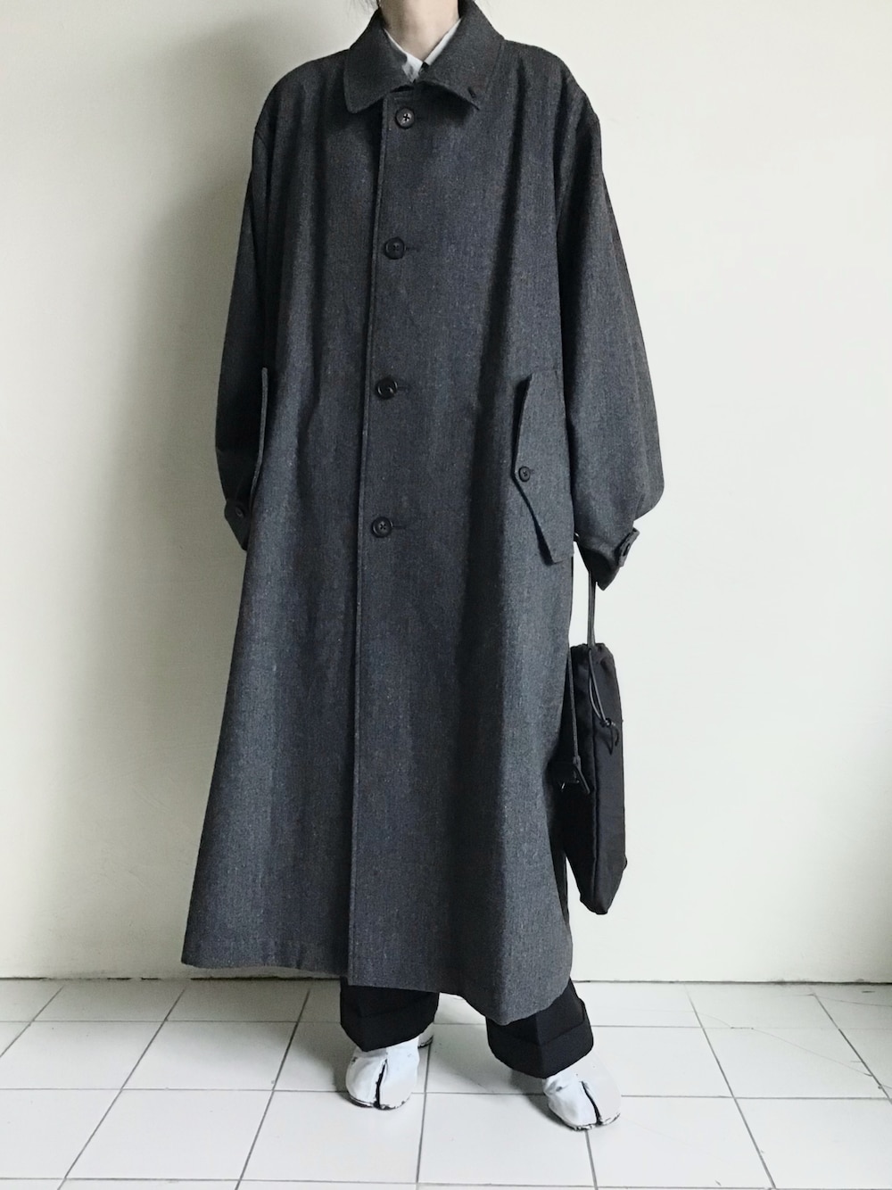 stein　シュタイン　ステンカラーコート　Sサイズ　千鳥格子　ベルトなし ssstein / シュタイン】OVERSIZED REVERSIBLE COAT - NAVY