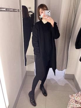 「アイテム（ノーカラーコート）」を使った、 s h i.さん（レディース・157cm）の秋コーディネート