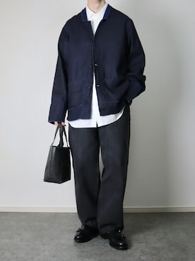 「COMOLI（コモリ）のアイテム（トップス）」を使った、takakiさん（メンズ・165cm）の春コーディネート