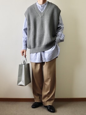 「BASISBROEK（バシスブルック）のアイテム（パンツ）」を使った、takakiさん（メンズ・165cm）の春コーディネート