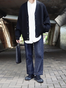 「TASINAMI（タシナミ）のアイテム（トートバッグ）」を使った、takakiさん（メンズ・165cm）の秋コーディネート