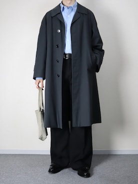 「アイテム（ステンカラーコート）」を使った、takakiさん（メンズ・165cm）の秋コーディネート