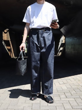 「TUKI（ツキ）のTUKI /ツキ/type3/ツキ タイプ3（デニムパンツ）」を使った、takakiさん（メンズ・165cm）の夏コーディネート