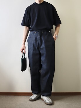 「TASINAMI（タシナミ）のアイテム（トートバッグ）」を使った、takakiさん（メンズ・165cm）の春コーディネート