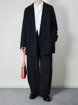 「アイテム（テーラードジャケット、ブルー系）」を使った、takakiさん（メンズ・165cm）の秋コーディネート