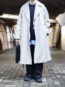 「TASINAMI（タシナミ）のアイテム（トートバッグ）」を使った、takakiさん（メンズ・165cm）の冬コーディネート