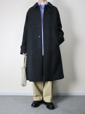 「アイテム（ステンカラーコート）」を使った、takakiさん（メンズ・165cm）の秋コーディネート