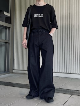 「JOURNAL STANDARD（ジャーナルスタンダード）のデニムキャノン ベルテッドダイ（デニムパンツ）」を使った、takakiさん（メンズ・165cm）の夏コーディネート
