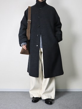 「アイテム（ステンカラーコート）」を使った、takakiさん（メンズ・165cm）の冬コーディネート