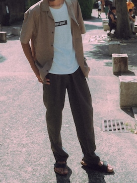 「SEVENDAYS=SUNDAY（セブンデイズサンデイ）のアイテム（サンダル）」を使った、いっせいさん（メンズ・180cm）の秋コーディネート