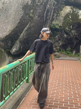 「Clarks（クラークス）のWallabeeEVO WP / ワラビーエヴォウォータープルーフ (ブラックスエード)（モカシン/デッキシューズ）」を使った、海さん（メンズ・170cm）の夏コーディネート