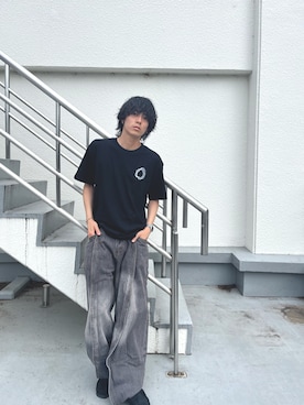 「Clarks（クラークス）のWallabeeEVO WP / ワラビーエヴォウォータープルーフ (ブラックスエード)（モカシン/デッキシューズ）」を使った、海さん（メンズ・170cm）の夏コーディネート