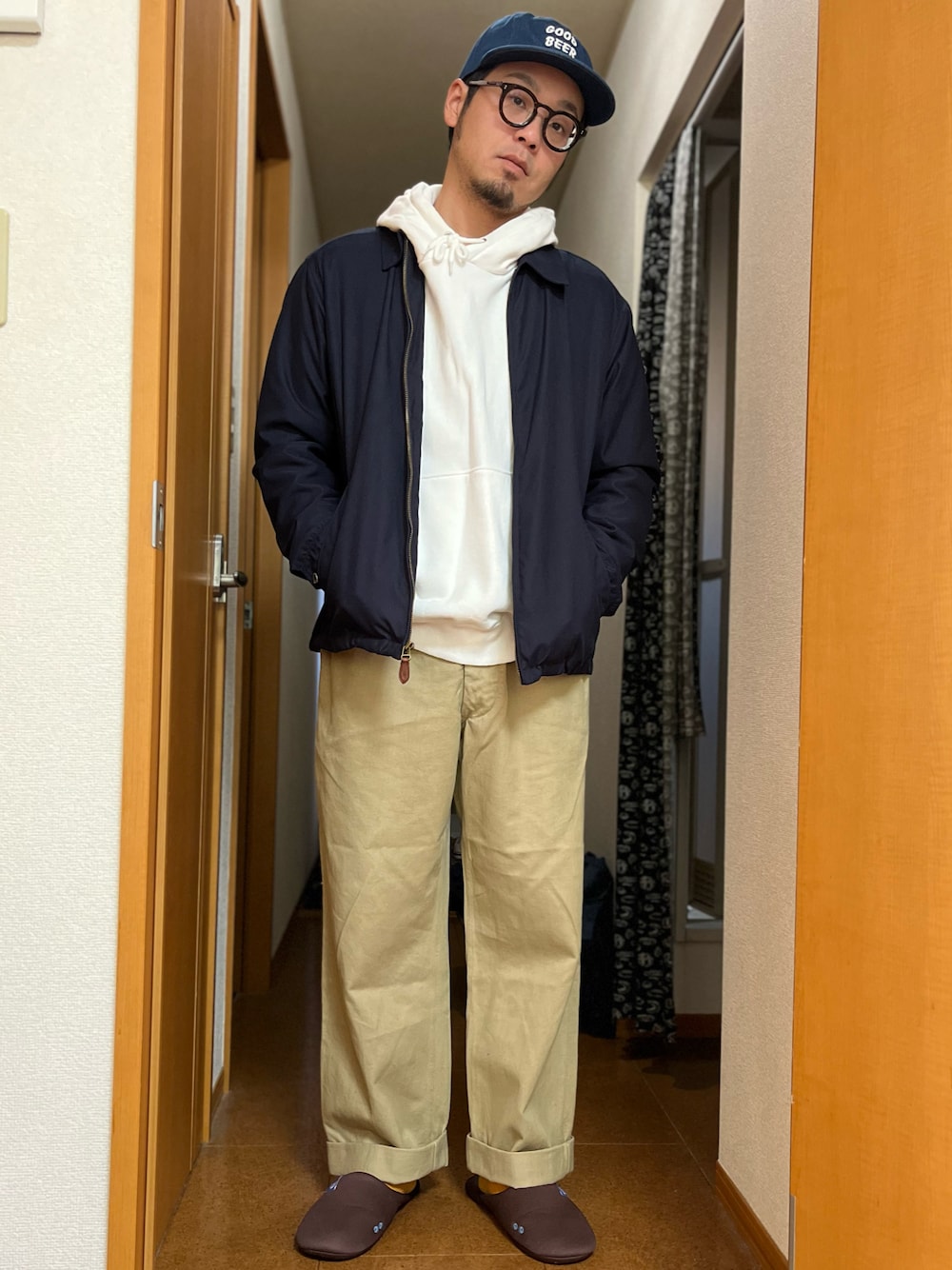 「あけましておめでとうございます！、tacoma fuji records、purple things、Polo Ralph Lauren、vintage」｜「TACOMA FUJI RECORDSのアイテム（キャップ、ブルー系）」を使った、Bスケさん（メンズ・173cm）の冬コーディネートの1枚目の写真
