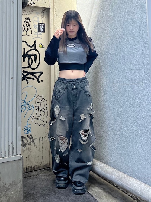 candy stripper ロゴ総柄デニムセットアップ candy stripper ロゴ総柄デニムセットアップ candy stripper