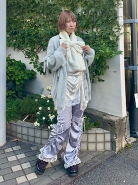 「ベロア」｜「アイテム（ワンピース/ドレス）」を使った、CandyStripperさん（レディース・160cm）の冬コーディネート