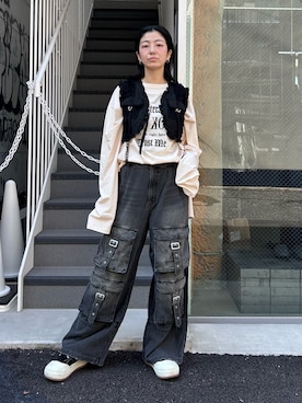 「ワイドシルエット」｜CandyStripperさん（レディース・162cm）の秋コーディネート