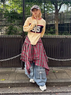 「Candy Stripper（キャンディストリッパー）のHEAD DRESS キャップ（キャップ）」を使った、CandyStripperさん（レディース・154cm）の秋コーディネート