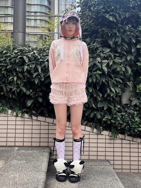 「Candy Stripper（キャンディストリッパー）のHEAD DRESS キャップ（キャップ）」を使った、CandyStripperさん（レディース・166cm）の秋コーディネート