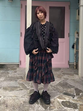 「Candy Stripper（キャンディストリッパー）のRIBBON COLLAR ニット（ニット/セーター）」を使った、CandyStripperさん（レディース・160cm）の秋コーディネート