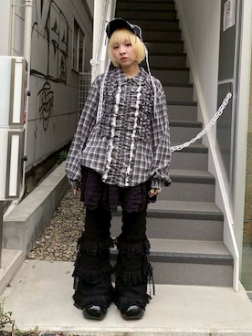 「アイテム（ノーカラージャケット）」を使った、CandyStripperさん（レディース・148cm）の秋コーディネート