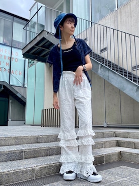 「コットンレース」｜CandyStripperさん（レディース・162cm）の夏コーディネート