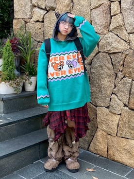 「アイテム（バックパック/リュック）」を使った、CandyStripperさん（レディース・148cm）の秋コーディネート