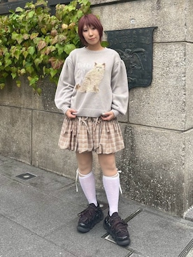 「ハイソックス」｜CandyStripperさん（レディース・160cm）の秋コーディネート