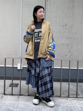「アイテム（ナイロンジャケット、ベージュ系）」を使った、CandyStripperさん（レディース・162cm）の秋コーディネート