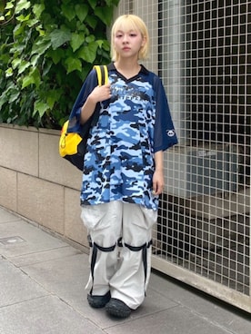 「アイテム（カーゴパンツ）」を使った、CandyStripperさん（レディース・148cm）の夏コーディネート