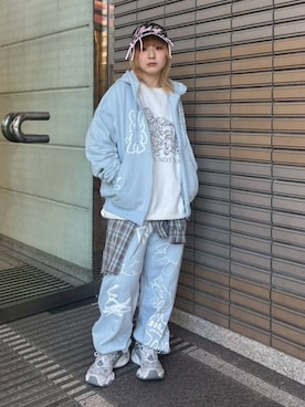 「Candy Stripper（キャンディストリッパー）のHEAD DRESS キャップ（キャップ）」を使った、CandyStripperさん（レディース・154cm）の冬コーディネート