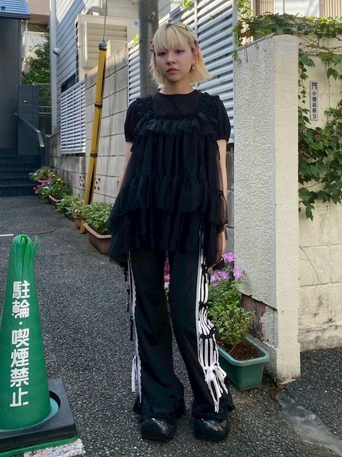 CANDY STRIPPER ブラック レースパンツ Fサイズ【値下げ中】 LACE UP LAYERED PANTS | Candy Stripper（キャンディ