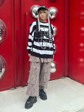 「Candy Stripper（キャンディストリッパー）のHEAD DRESS キャップ（キャップ）」を使った、CandyStripperさん（レディース・160cm）の秋コーディネート