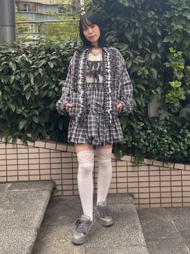 「Candy Stripper（キャンディストリッパー）のGLITTER SHAGGY KNIT ブラ（その他トップス）」を使った、CandyStripperさん（レディース・160cm）の秋コーディネート