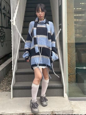 「アイテム（ワンピース、ブルー系）」を使った、CandyStripperさん（レディース・160cm）の秋コーディネート