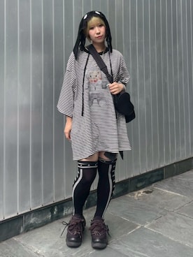 「Candy Stripper（キャンディストリッパー）のアイテム（バッグ）」を使った、CandyStripperさん（レディース・160cm）の夏コーディネート