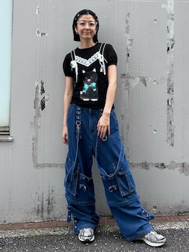 「ワイドシルエット」｜CandyStripperさん（レディース・162cm）の夏コーディネート