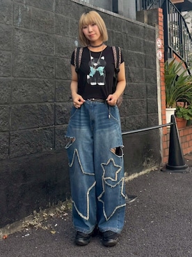 「ワイドシルエット」｜CandyStripperさん（レディース・160cm）の夏コーディネート