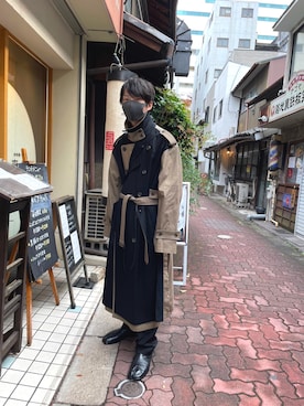 「マルジェラ」｜「アイテム（トレンチコート）」を使った、ユウタさん（メンズ・172cm）の秋コーディネート