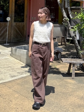 「アイテム（ブラウン系）」を使った、なつきさん（レディース・154cm）の夏コーディネート