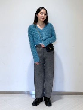 「ブルーニット」｜「アイテム（ブーツ）」を使った、なつきさん（レディース・154cm）の冬コーディネート