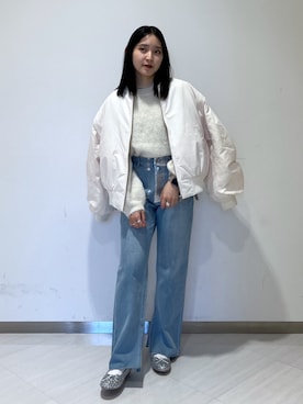 「FREE'S MART（フリーズマート）のアイテム（MA-1）」を使った、なつきさん（レディース・154cm）の冬コーディネート