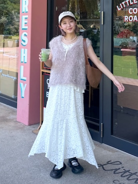 「FREE'S MART（フリーズマート）のハーフムーンバッグ（ハンドバッグ）」を使った、なつきさん（レディース・154cm）の夏コーディネート