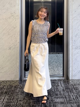 「マーメイドスカート」｜「アイテム（シャツ/ブラウス）」を使った、なつきさん（レディース・154cm）の夏コーディネート