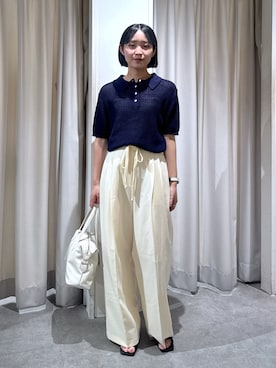 「アイテム（スラックス）」を使った、なつきさん（レディース・154cm）の夏コーディネート