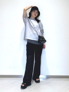 「FREE'S MART（フリーズマート）の◆スニーカーソールサンダル（サンダル）」を使った、なつきさん（レディース・154cm）の春コーディネート