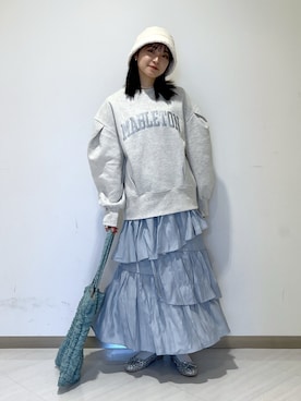「ティアードスカート」｜「アイテム（バレエシューズ）」を使った、なつきさん（レディース・154cm）の冬コーディネート