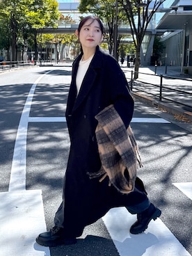 「FREE'S MART（フリーズマート）のアイテム（チェスターコート）」を使った、なつきさん（レディース・154cm）の秋コーディネート
