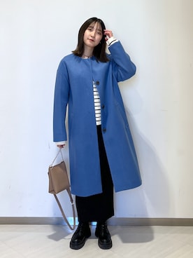 「FREE'S MART（フリーズマート）のアイテム（ノーカラーコート）」を使った、なつきさん（レディース・154cm）の冬コーディネート