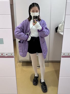 「白タイツ」｜「アイテム（その他アウター）」を使った、なつきさん（レディース・154cm）の秋コーディネート