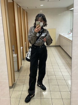 「アイテム（ジャージ、シルバー系）」を使った、Mさん（レディース・160cm）の秋コーディネート